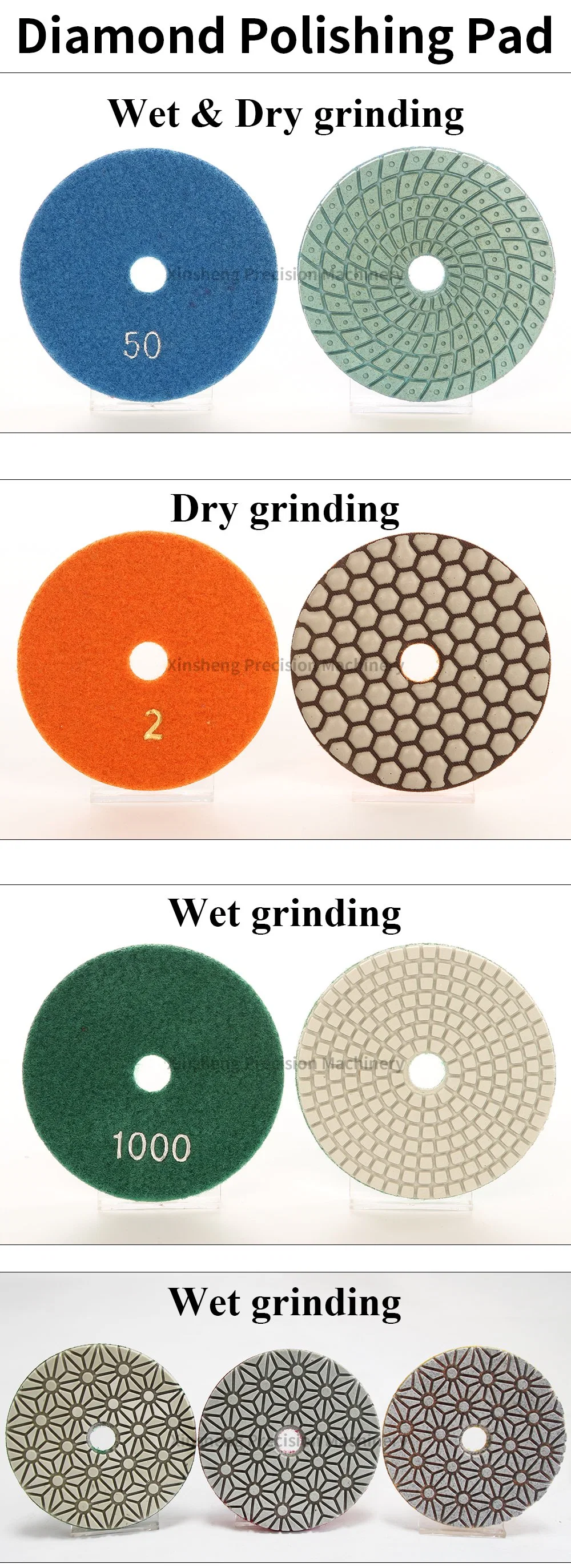 Circular Shape Polishing Pads Flexible White Color Diamond Buff Polishing